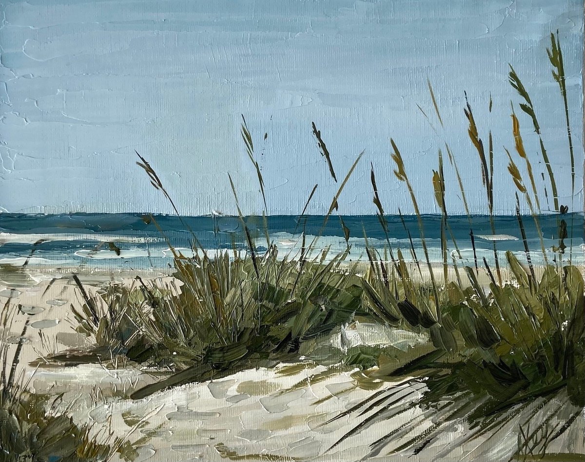 Seascape Original Oil Painting north Caroline beach 22x28cm by Leysan Khasanova