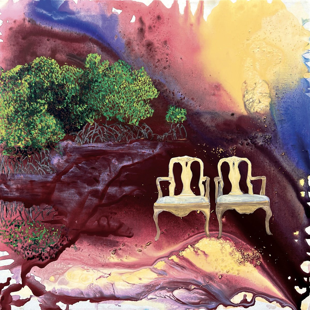 Expressive Landscape Painting By Giusy Lauriola, 47 X 47, Chiudi Gli Occhi, Original Artwork