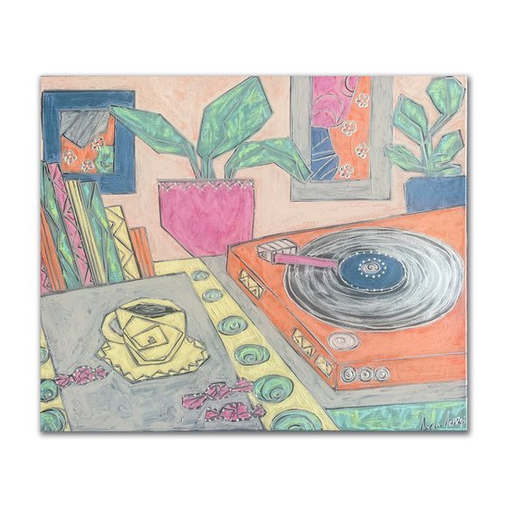 Vinyl Record Player Still Life