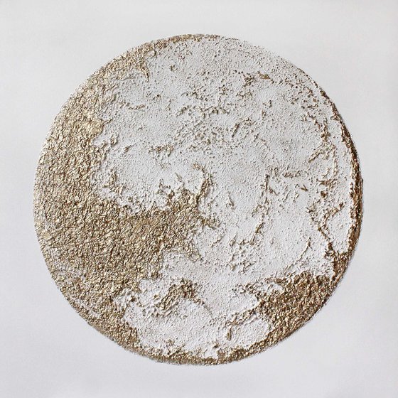 "White Moon" Moon textured gold art