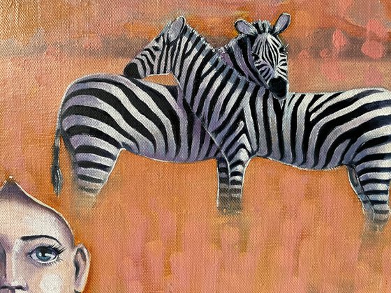 Pictute "Thoughts about zebras". Original oil painting