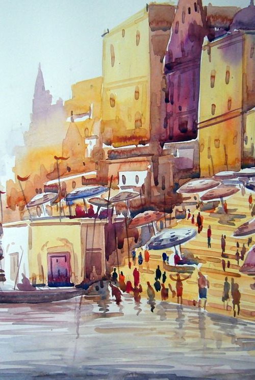 Varanasi Ghat at Morning by Samiran Sarkar
