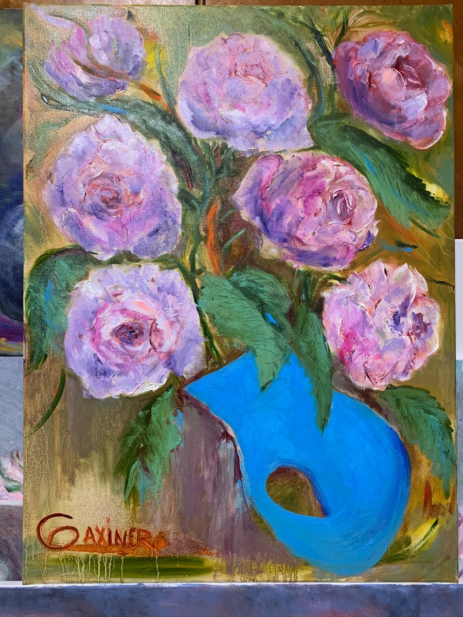 Organic Botanical Oil Painting By Leo Baxiner, 24 X 31", Flavor Of Spring, Original Artwork