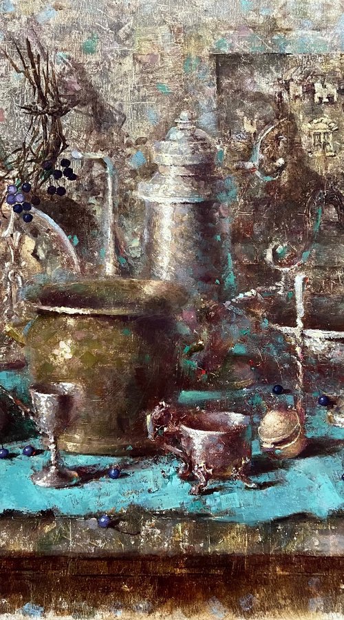 Silver Turquoise Moody Kitchen by Yulia Odukalets