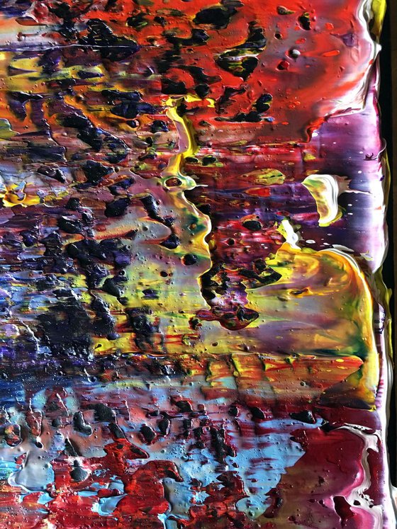 "Playtime Is Over" - FREE WORLDWIDE SHIPPING - Original Large PMS Abstract Triptych Oil Paintings On Canvas - 60" x 20"