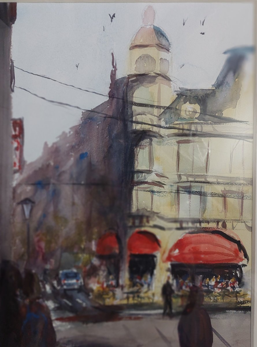 Impressionistic Cityscapes Watercolour By Els Driesen, 12 X 16, City Of Antwerp, Original Artwork