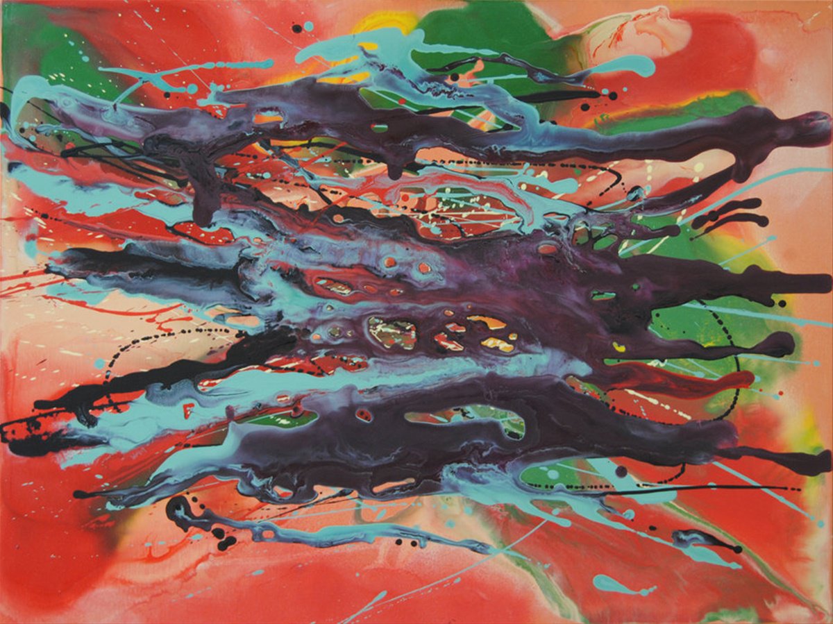 Abstract Acrylic Painting By Valeri Tsvetkov, 31 X 24", Abstract Composition 26, Original Artwork