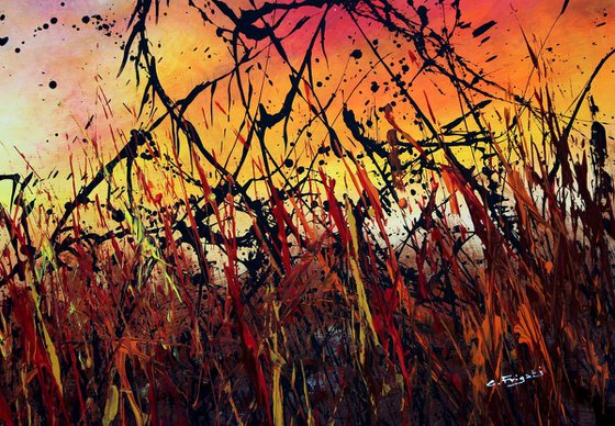 Sunset #4 - Large 124 cm x 77 cm -Original abstract landscape painting