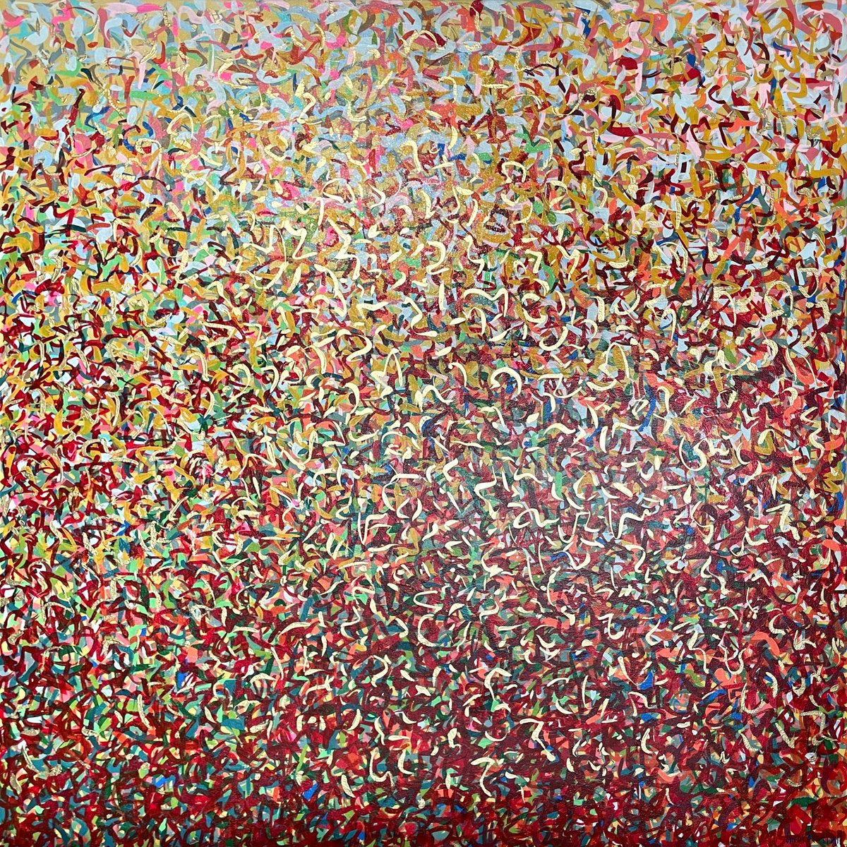 Abstract Acrylic Painting By George Hall, 50 X 50, Golden Banksia A, Original Artwork