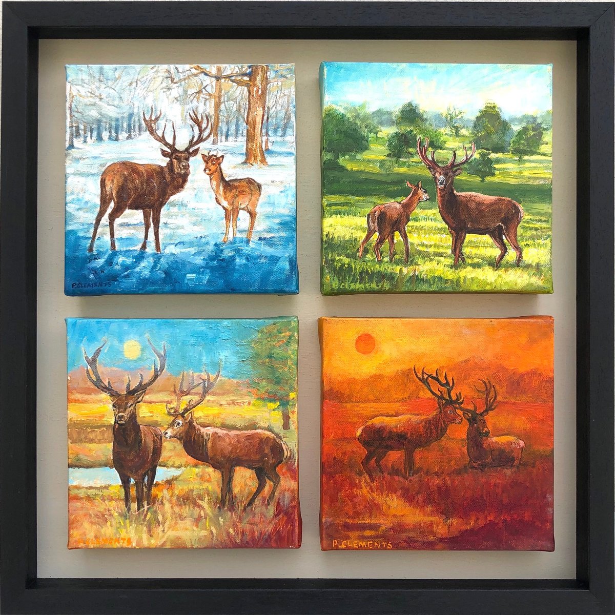 Richmond Park Four Seasons By Patricia Clements, 21 X 21, Artwork For Sale On Artfinder