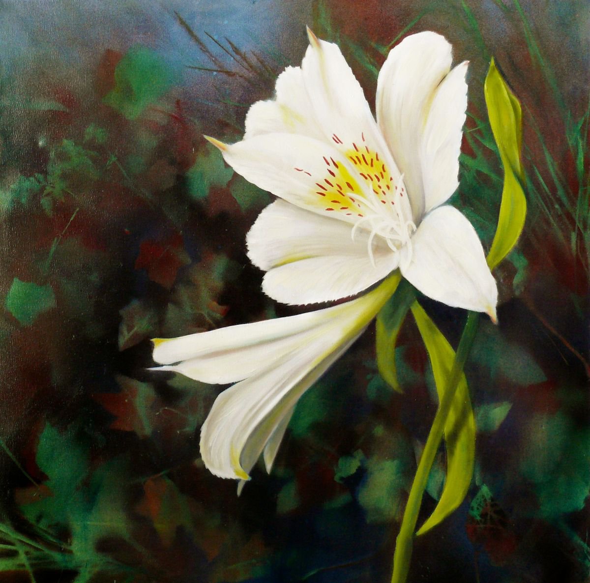Photorealistic Botanical Painting By Mark Antony Skirving, 24 X 24", Sanctity Of The Heart, Original Artwork