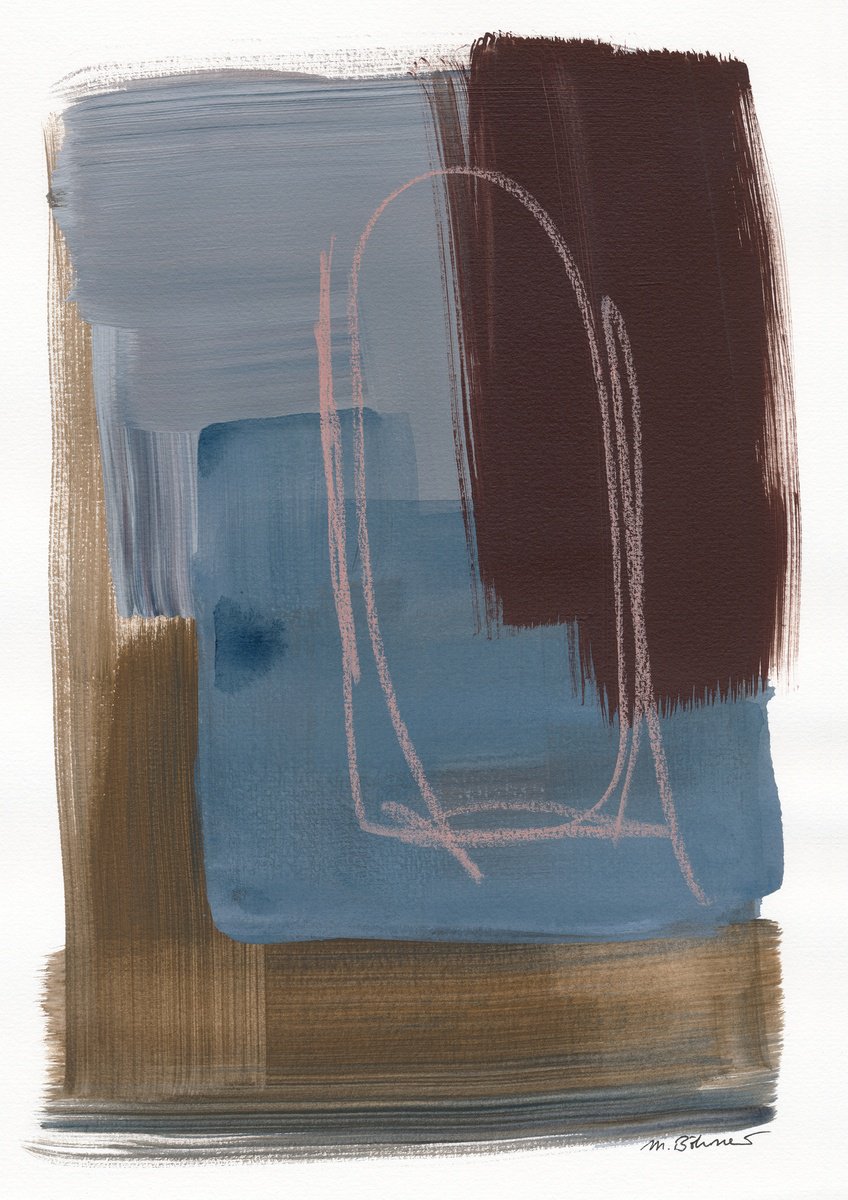 Organic Abstract Acrylic Painting By Mareike Bohmer, 8 X 12", Warm Ground 1, Original Artwork