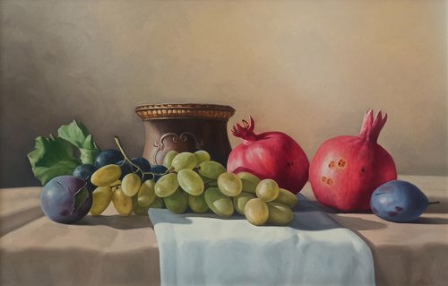 Still life with autumn fruits-3 (40x60cm, oil painting, ready to hang) by Tamar Nazaryan