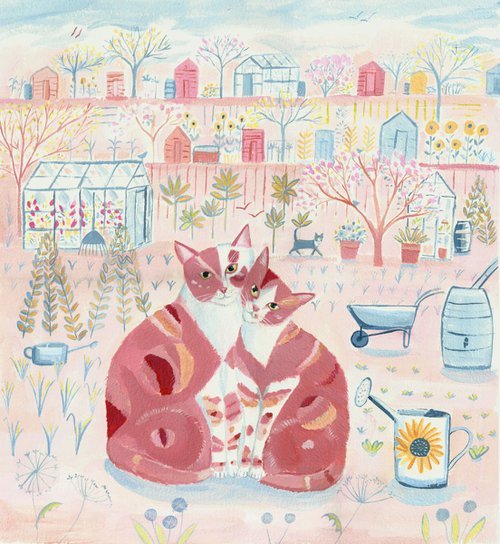 Cats with allotments by Mary Stubberfield