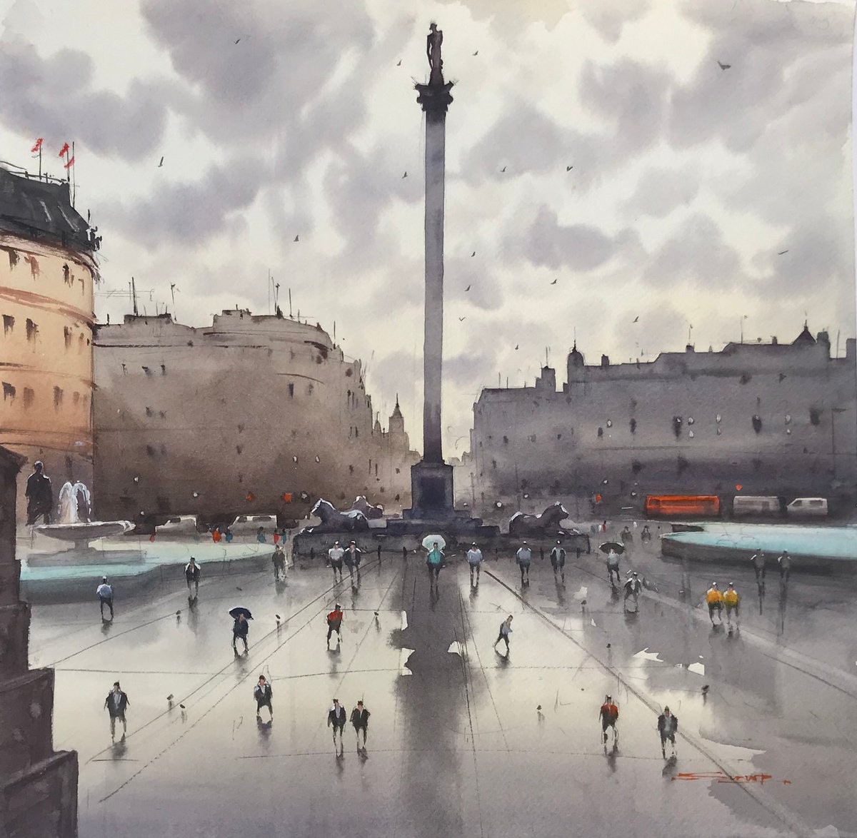 Trafalgar Square after Rain by Swarup Dandapat