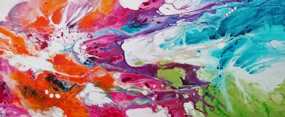 Colour Melt 240cm x 100cm Colourful Textured Abstract Art