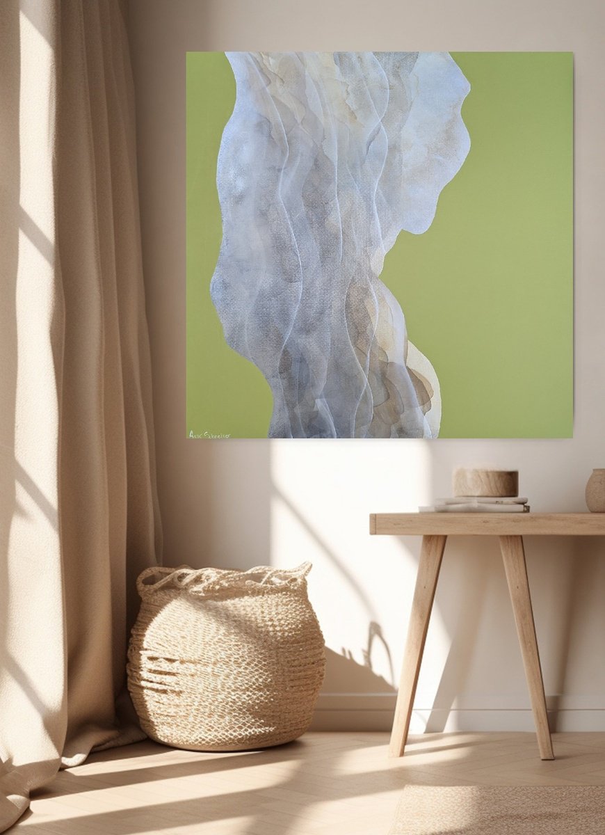 Abstract Acrylic Painting By Gabriela Azar Schreiner, 37 X 37, Tranquil Flow, Original Artwork