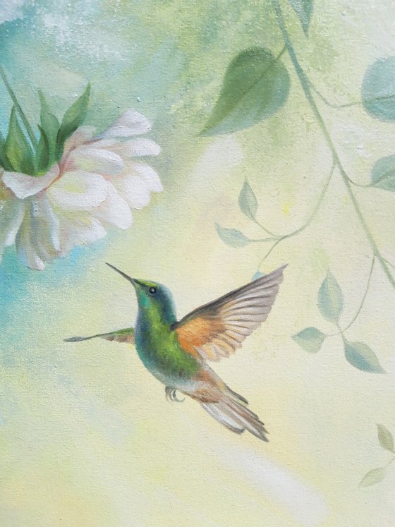 "Magic of the Spring", flowers with birds