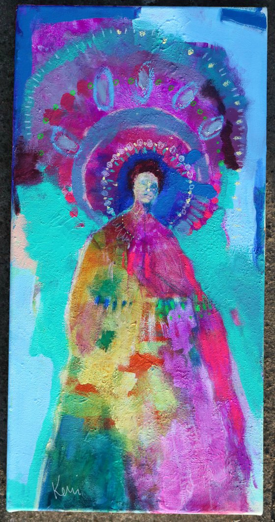 The Seeker 12x24" Colorful Original Abstract Figure Painting on Canvas