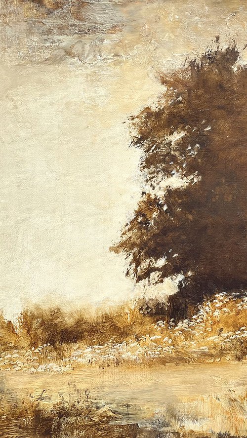 Summer Path 220921, Tonal landscape and trees impressionist oil painting by Don Bishop