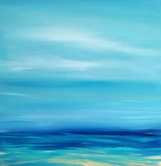 Seascape, Serenity - surf, wave, seascape abstract, Modern Art Office Decor Home