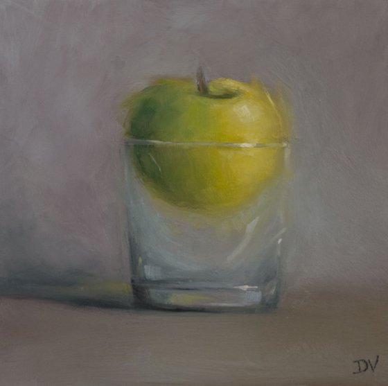 Glass half full #3 - Still life with apple and glass