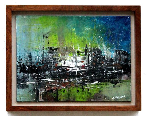 Limelight - Framed original abstract painting