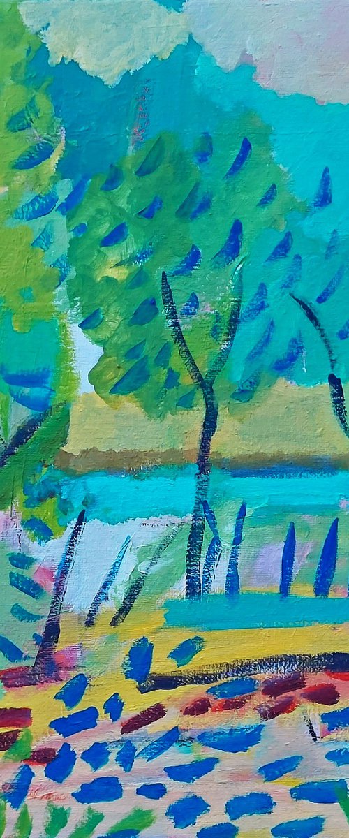 Trees around the Lake VI by Jan Rippingham