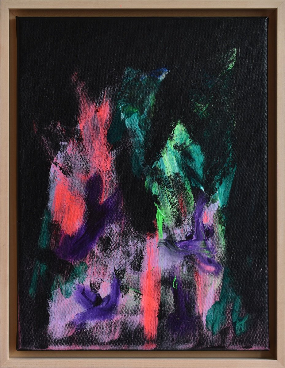 Organic Abstract Acrylic Painting By Sebastian Merk, 13 X 17", Northern Lights, Original Artwork