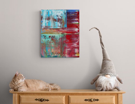 50x40 cm Blue Red Abstract Painting Oil Painting Canvas Art