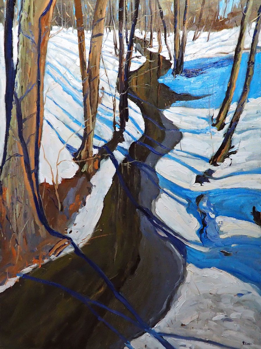 Impressionistic Landscape Oil Painting By Yuanyuan Liu, 24 X 31", Early Spring, Original Artwork