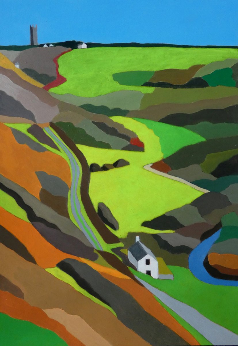 Landscape Acrylic Painting By Tim Treagust, 12 X 17", Blackpool Mill, Hartland, Original Artwork