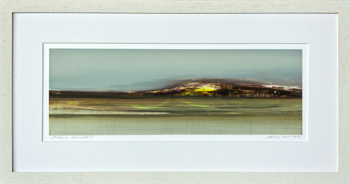 Organic Landscape Oil Painting By Katrin Roth, 17 X 9", Faroe Horizon 1, Original Artwork