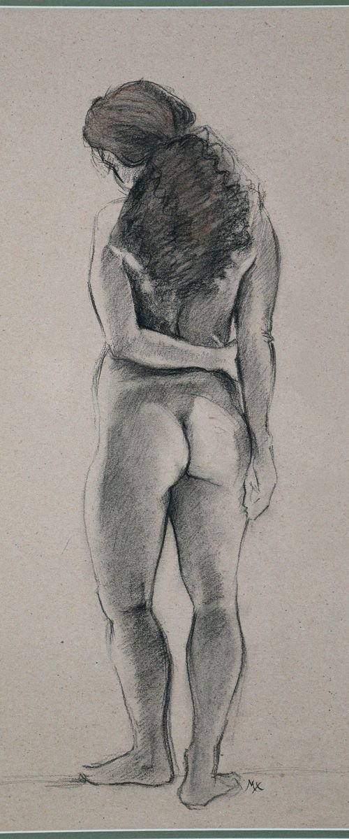 Life Drawing of nude girl standing by Isabel Hutchison