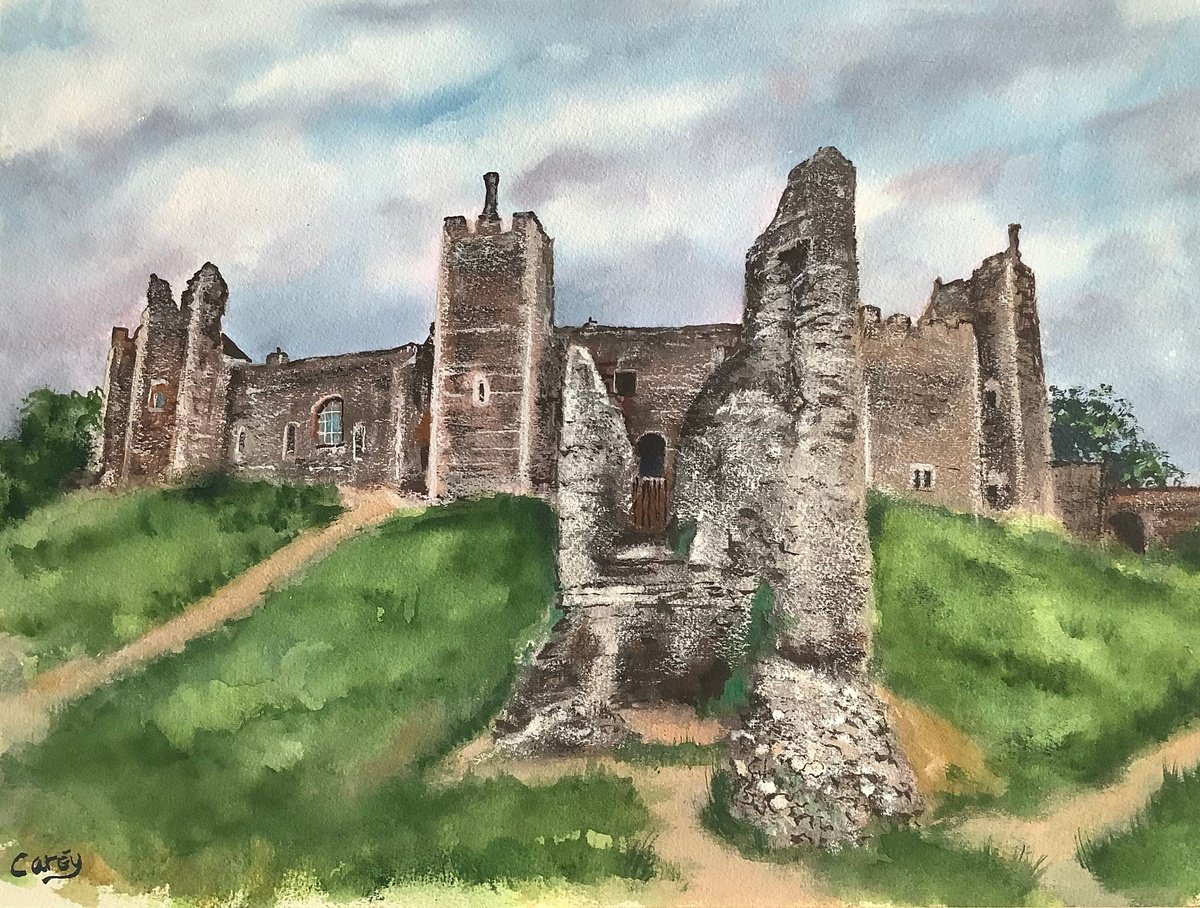 Impressionistic Cityscapes Watercolour By Darren Carey, 15 X 11, Framlingham Castle #2, Original Artwork