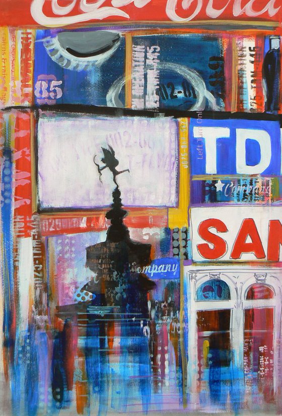 Study for Metropolis - Piccadilly Circus #2 (London, Eros, Piccadilly Circus, urban landscape semi abstract artwork)