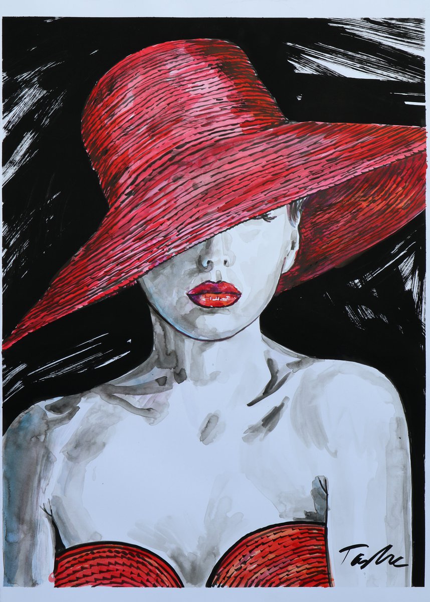Lady and red/ 50x70cm by Tashe