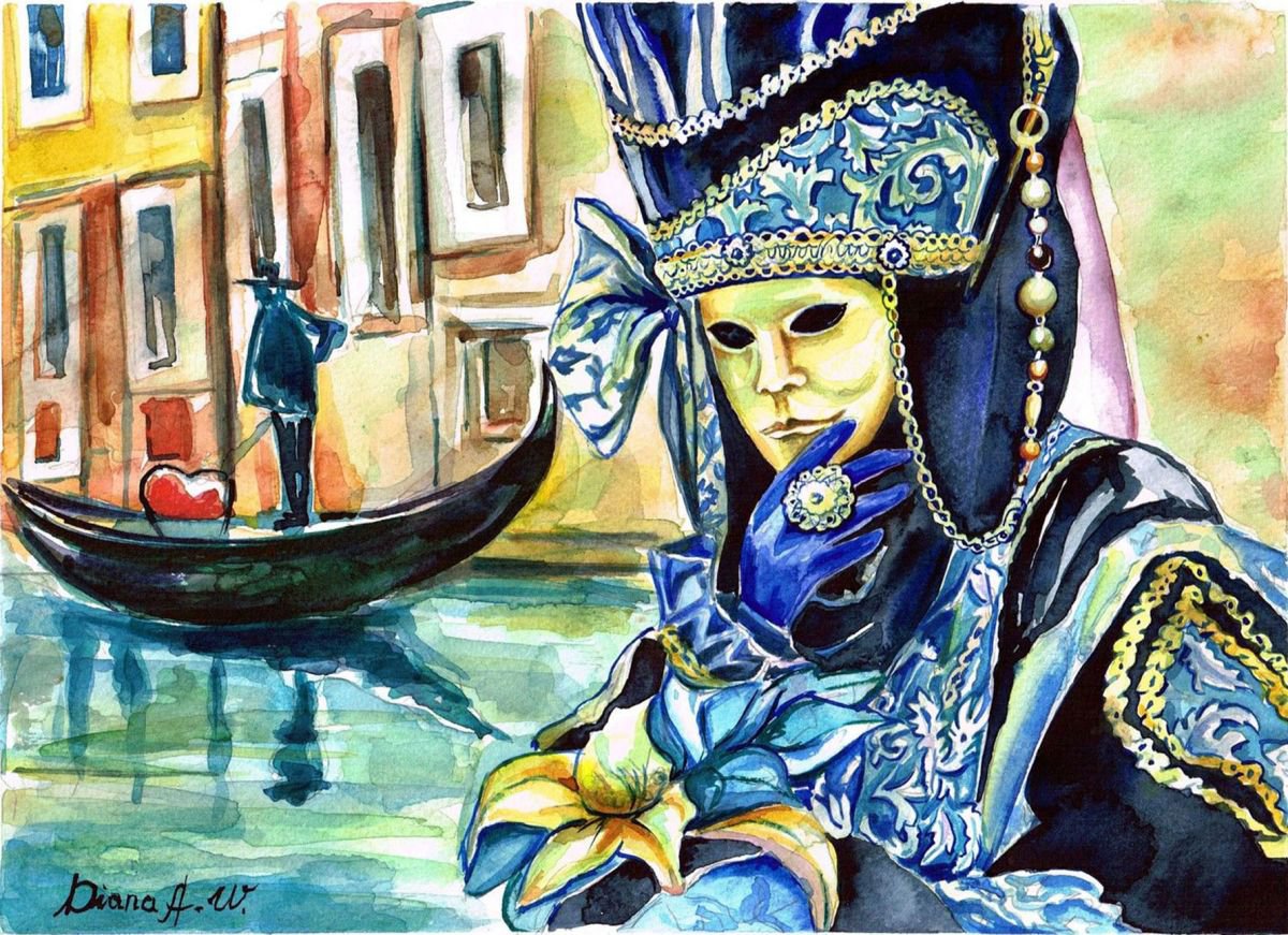 Stranger in the Mask at the Venice Carnival by Diana Aleksanian