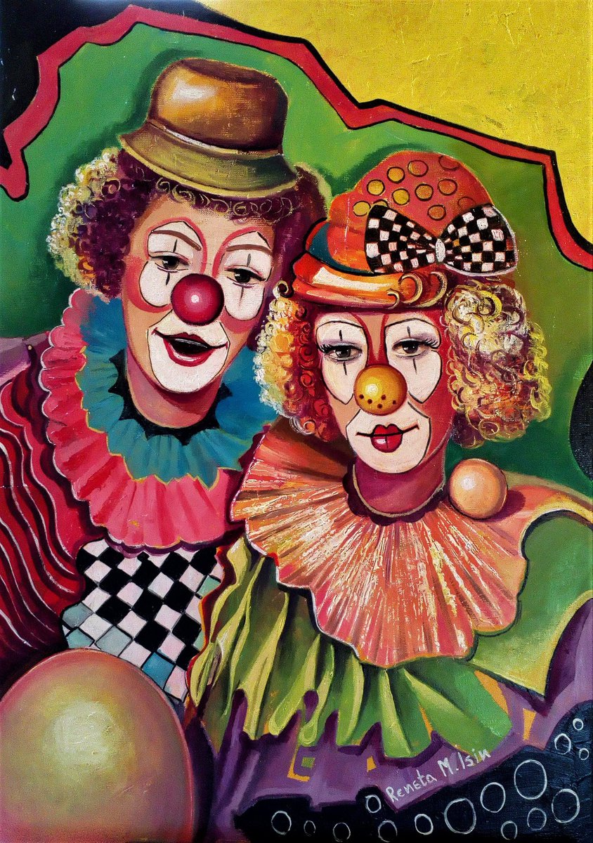 Impressionistic Portrait Oil Painting By Reneta Isin, 20 X 28", " Carnival " Ii, Original Artwork