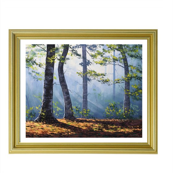 Forest trees and Sun rays Oil painting by Graham Gercken | Artfinder