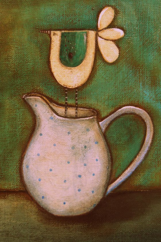 Bird In A Polka-Dot Jug..,