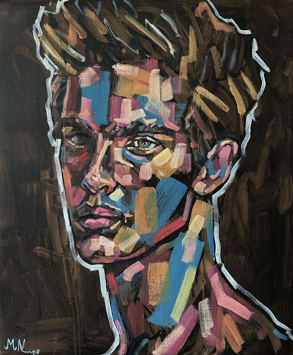 Expressive Portrait Oil Painting By Emmanouil Nanouris, 20 X 24, Hidden In Colour, Original Artwork