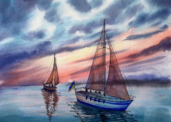 Yachs on the sea.