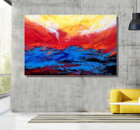 First Light - XL Large, Textured abstract art – Expressions of energy and light. READY TO HANG!