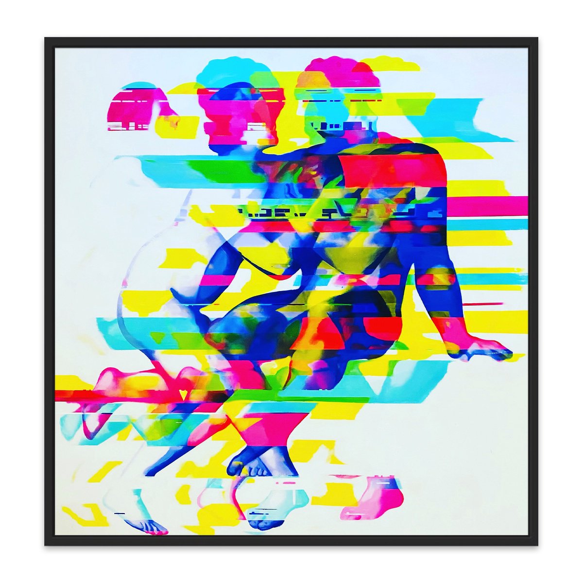 Abstract Oil Painting By Victo, 44 X 48", Modern Love Adam Eve, Original Artwork