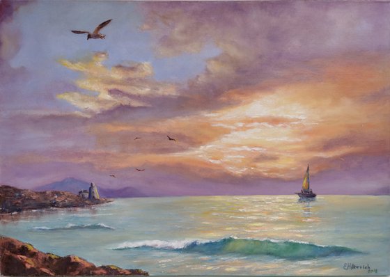 Original Seascape painting "Coming home"