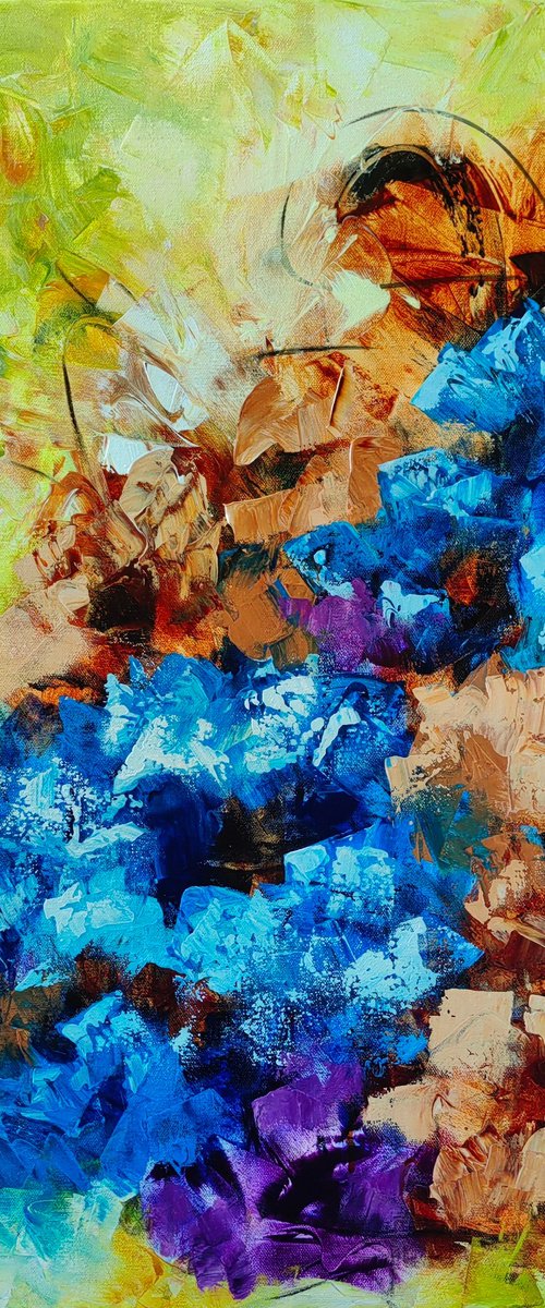 "Euphoria II" from "Colours of Summer" collection, abstract flower painting by Vera Hoi