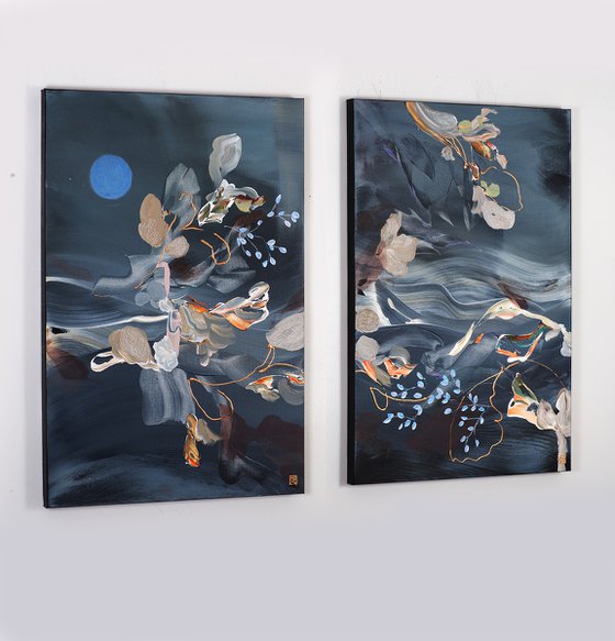 Dreaming in Cerulean Diptych