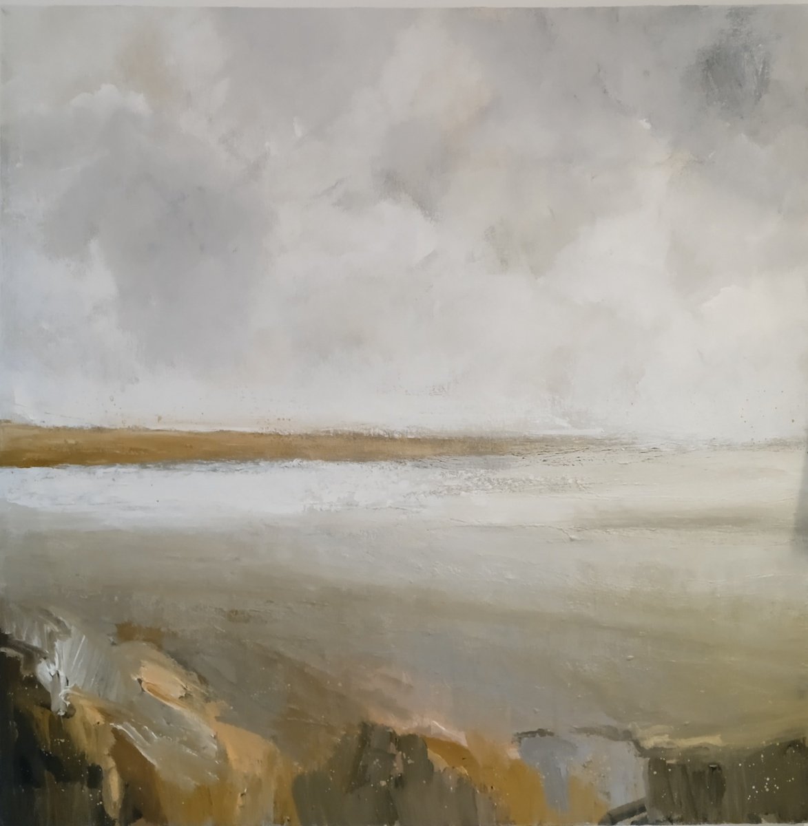 Abstract Landscape Painting By Fiona Philipps, 39 X 39, Journey To Tiny Islands........, Original Artwork