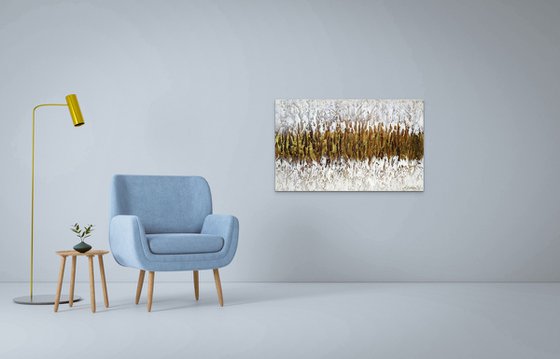 GROUNDED IN GOLD II. Gold Beige Bronze Large Abstract Painting with Texture